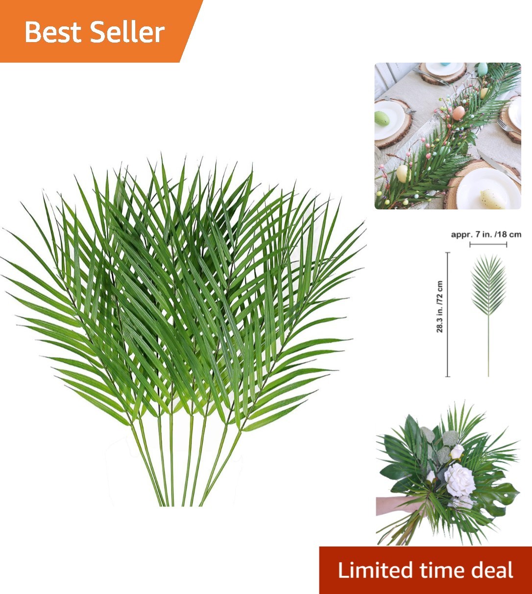 Tropical Faux Areca Palm Branches Set of 8 for Party and Wedding Decor