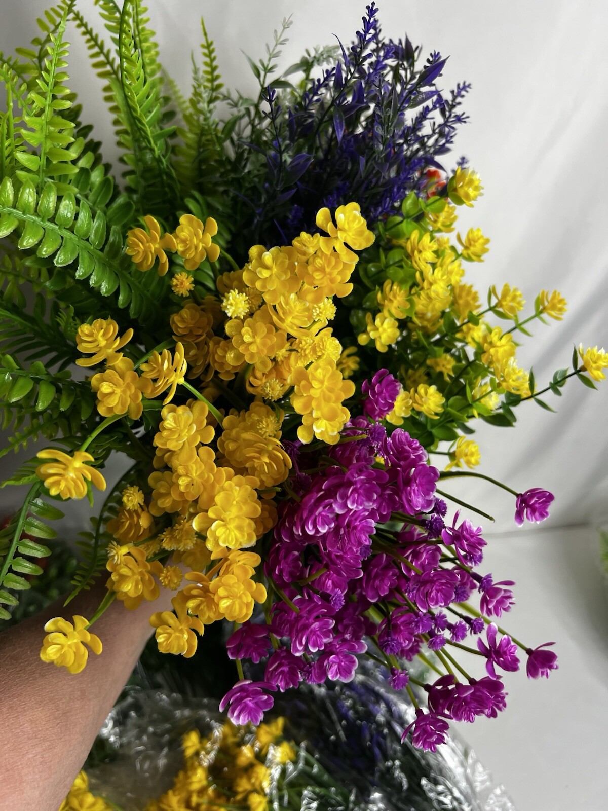 Zeyune 42 Bundles Artificial Flowers Fake UV Resistant for Outdoor Plastic