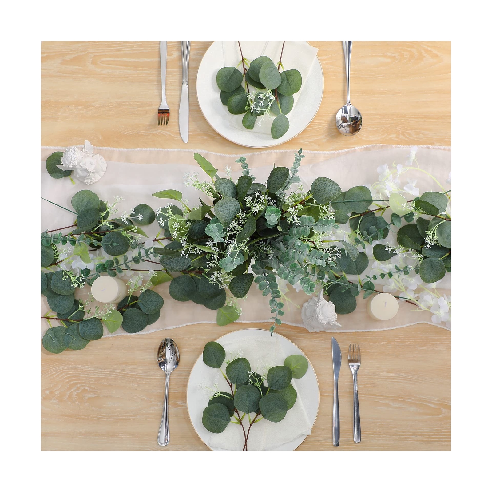 Tigeen Mixed Eucalyptus Leaves Stems Bulk Silver Dollar Artificial Greenery L…