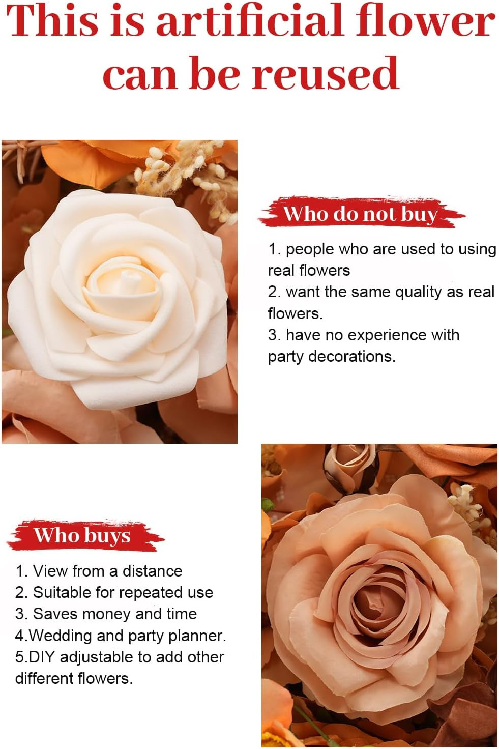 2Pcs 15” Autumn Artificial Flower Centerpieces for Weddings & Parties