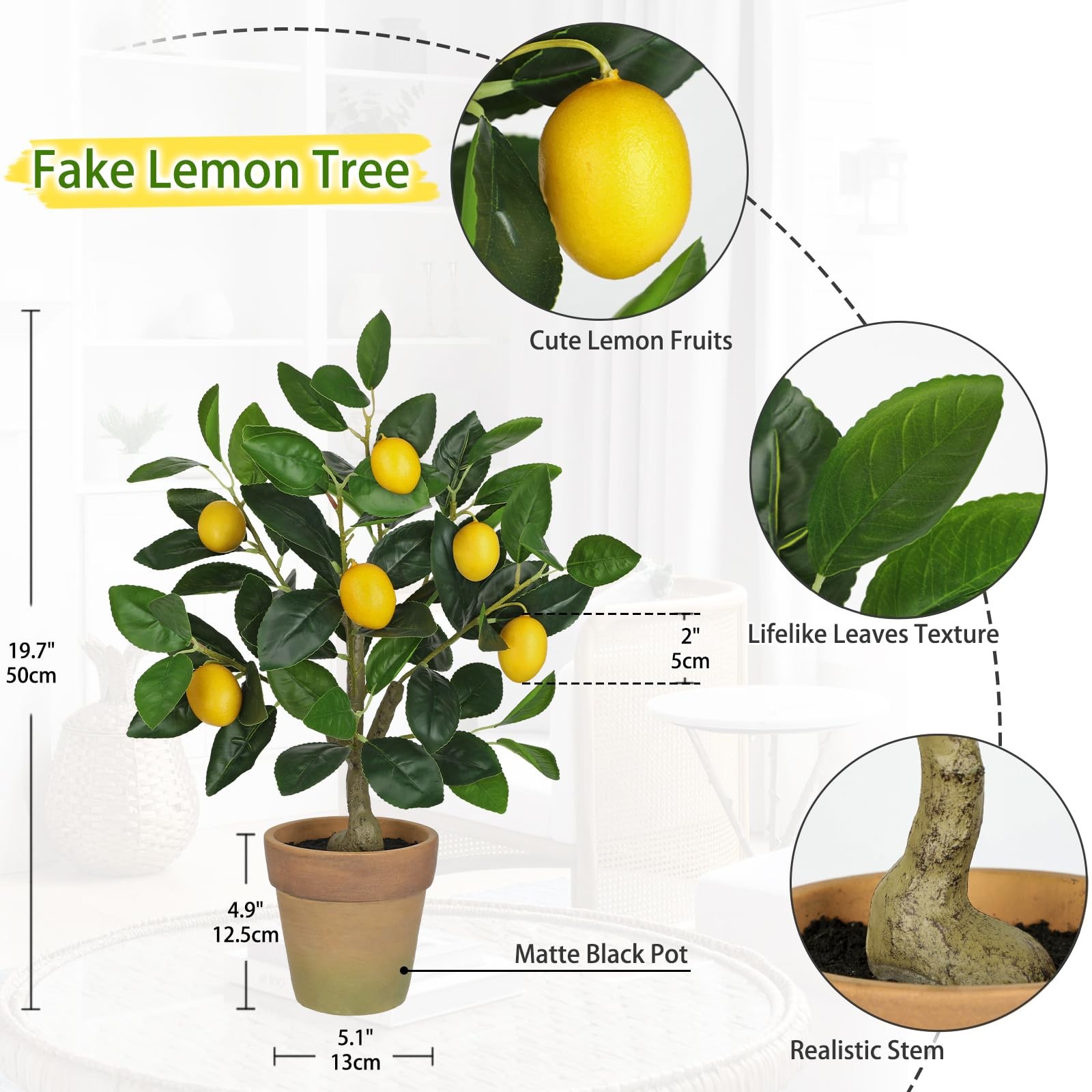 Artificial Potted Plants 19.7 inches Small Fake Lemon Tree Artificial Lemons …