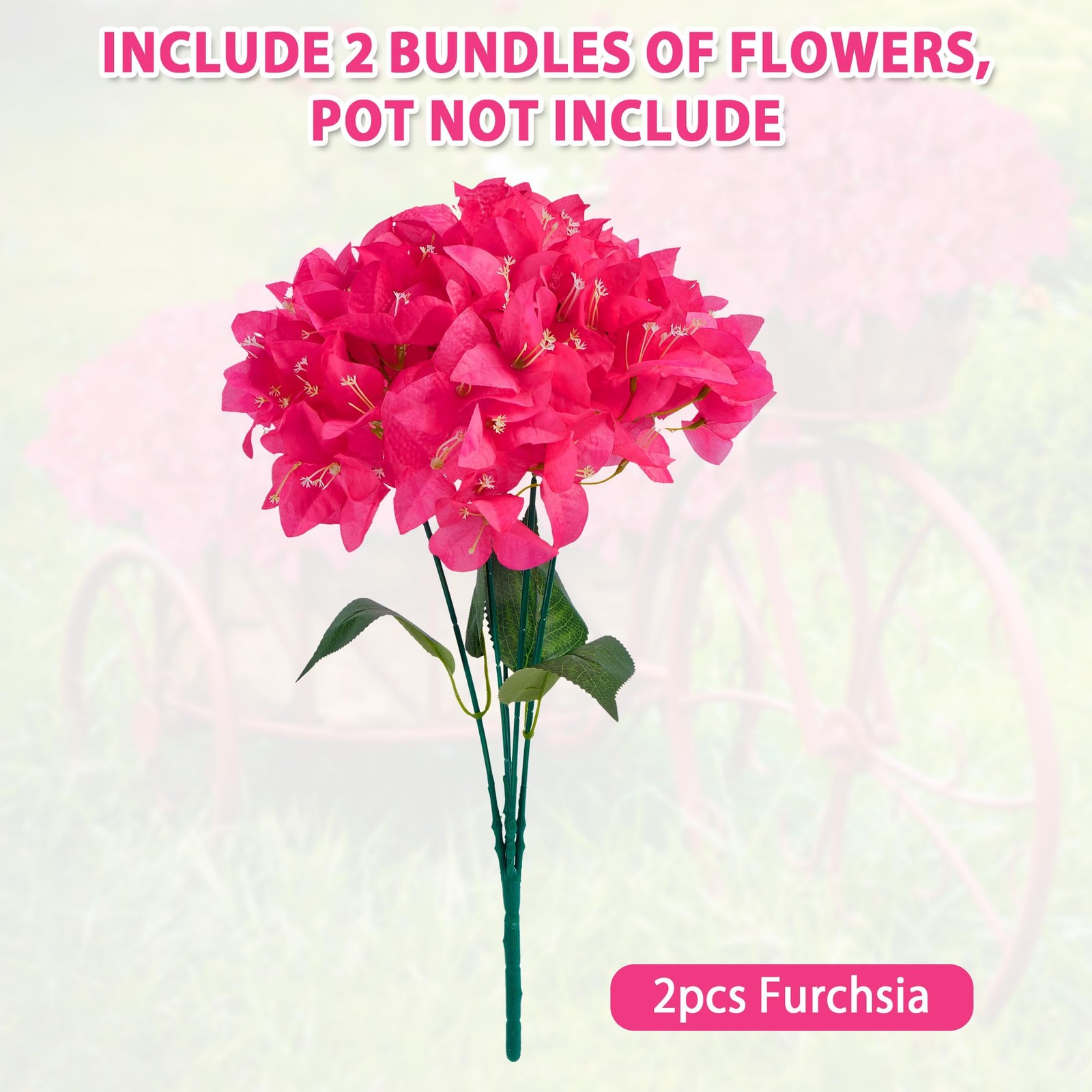 Artificial Outdoor Flowers Fake Bougainvillea Plants for Spring Summer Decora…