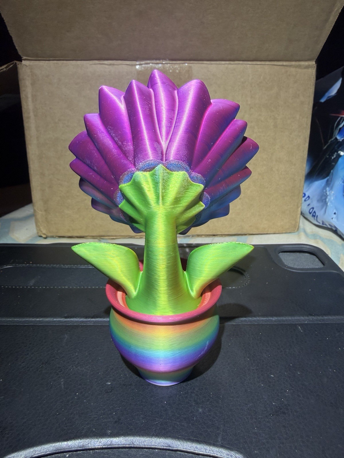 3D print 5 inch tall Artificial Colorful Flower 3D Printed in Rainbow Pot