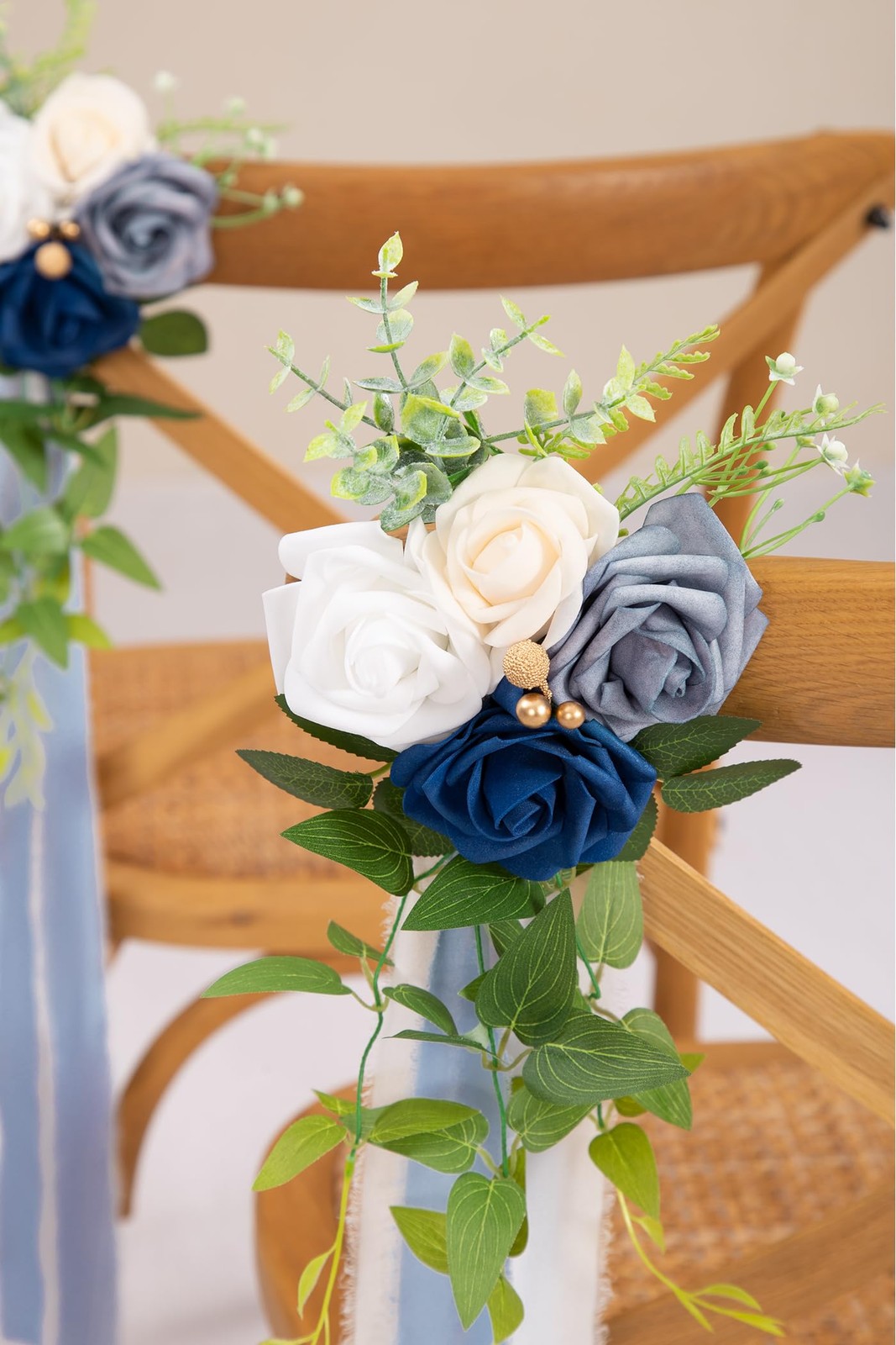 Wedding Chair Decorations Blue Pew Flowers Set of 10 for Wedding Ceremony Par…