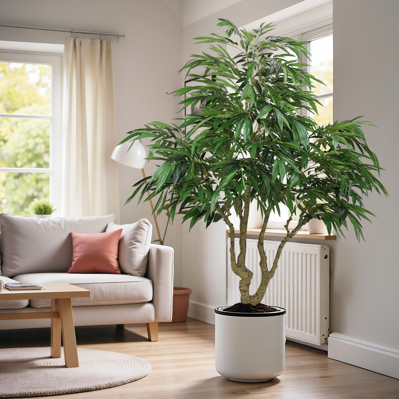 7FT Artificial willow Tree Indoor Faux slik Greenery Plant for Home Office Decor