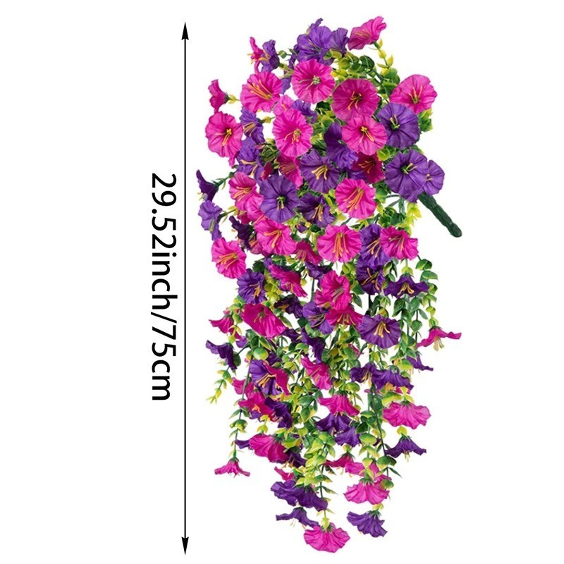 1PCS Artificial Morning Glory Vines UV Resistant Hanging Flowers Outdoor Decor