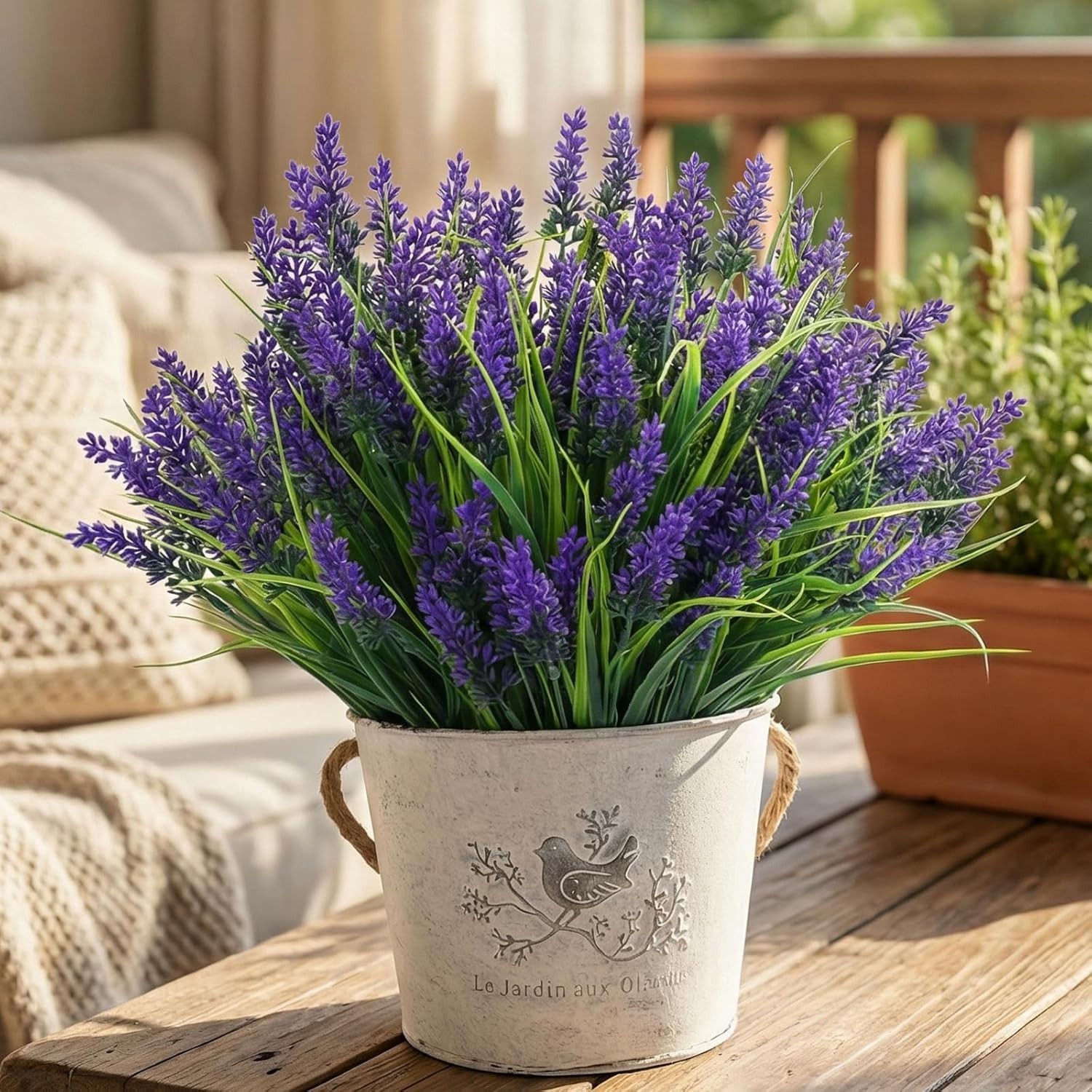 Vibrant 12-Count UV Resistant Fake Lavender Grass for -Round Home Charm