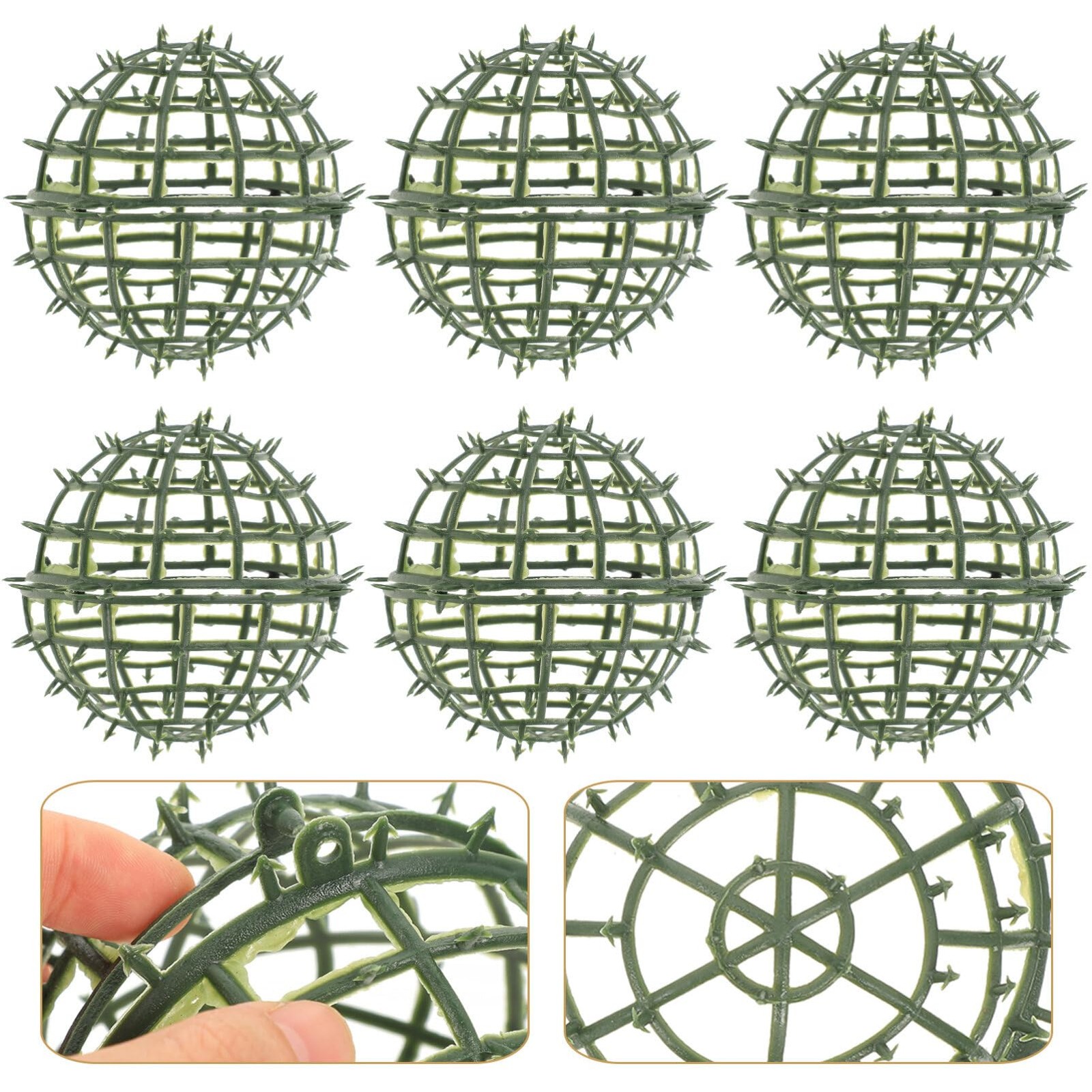 6-Pack Artificial Plant Topiary Ball Support Rack Faux Green Flower Arrangeme…