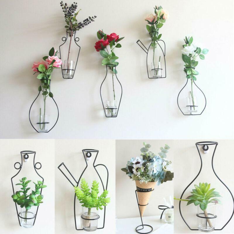 1x Creaive Homeart Nordic Style Iron Frame Vase Wall Hanging Plant Dried Flower