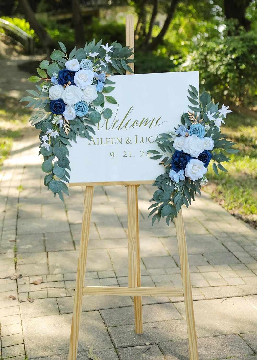 Artificial Dusty Blue Wedding Arch Flower Swags Set of 2 for Wedding Welcome …