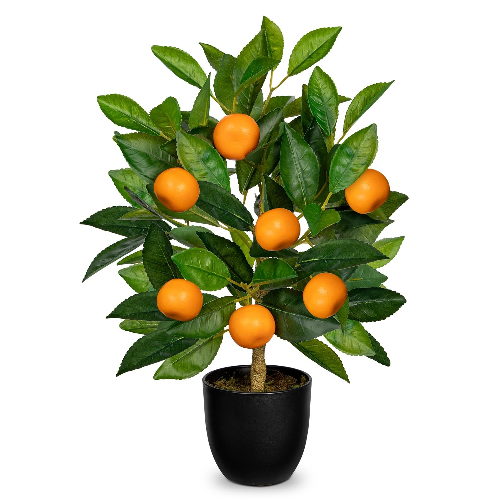 Artificial Potted Plants 15.7 inches Fake Orange 4in, Citrus Tree/Black Pot