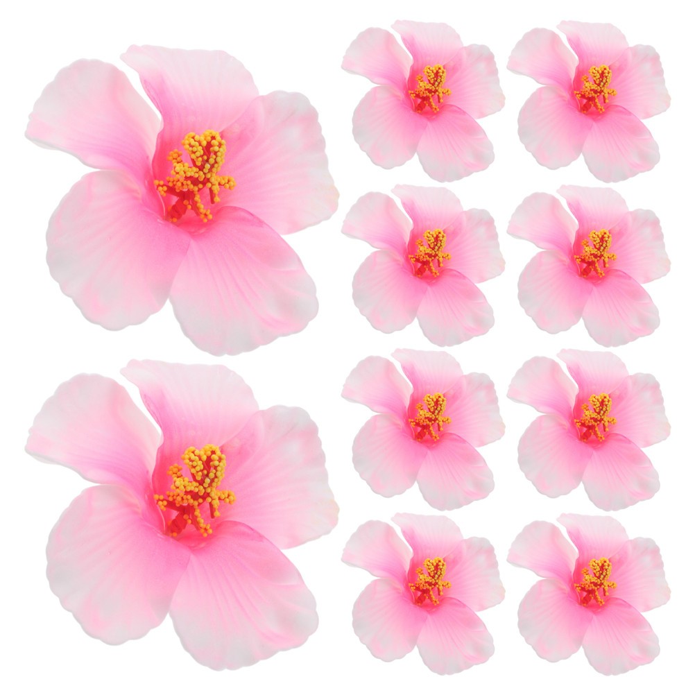 10Pcs Reusable Pink Hawaiian Hibiscus Flowers for Party Favors and Decor