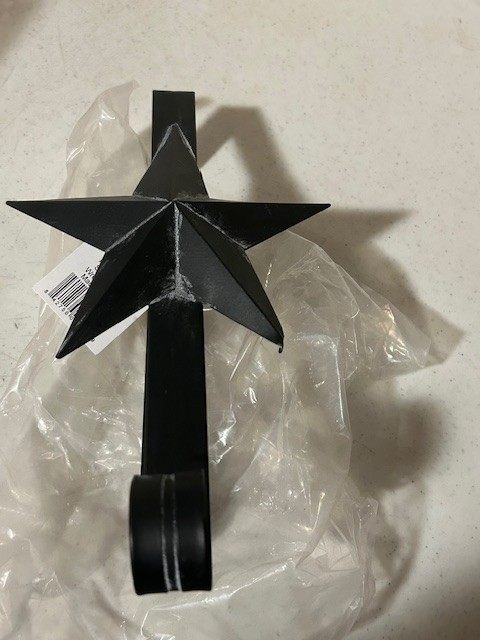 Star Double metal Wreath hook in black metal