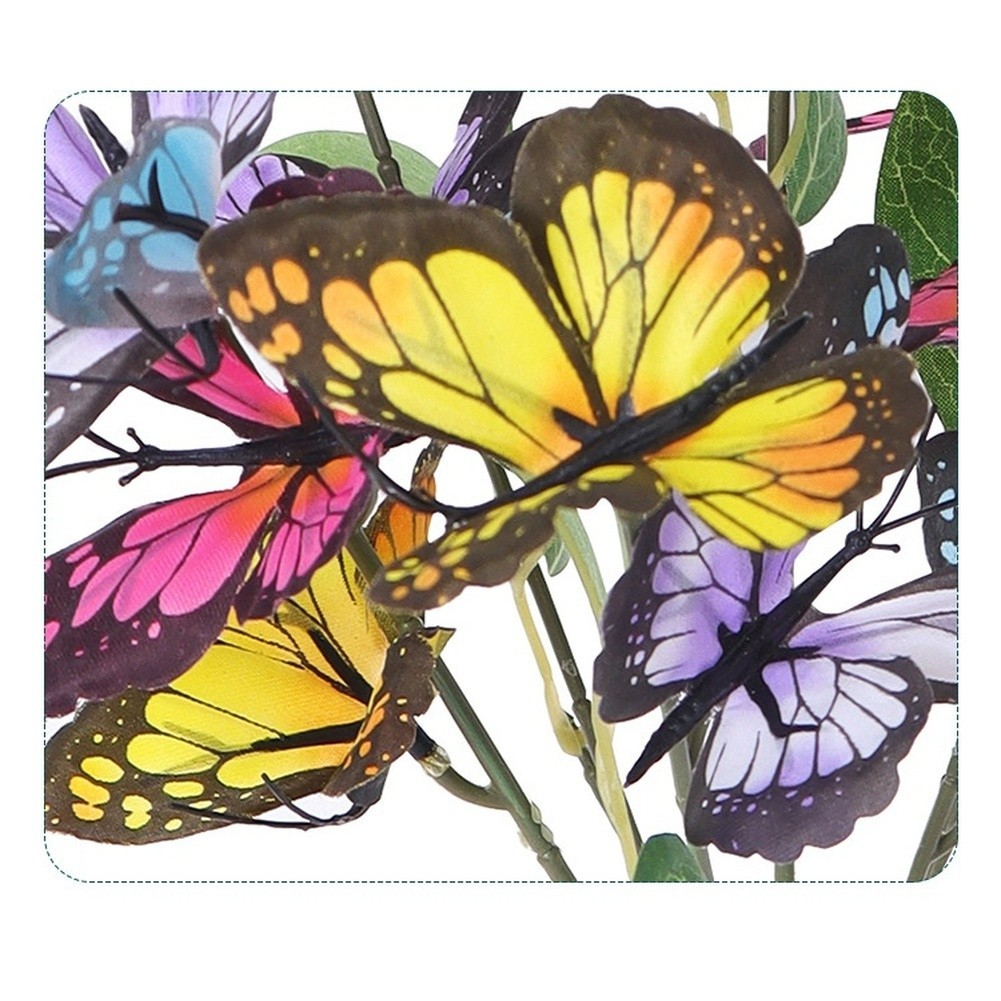 Artificial Silk Butterfly Stems with Leaves Colorful Faux Floral Decor 33cm