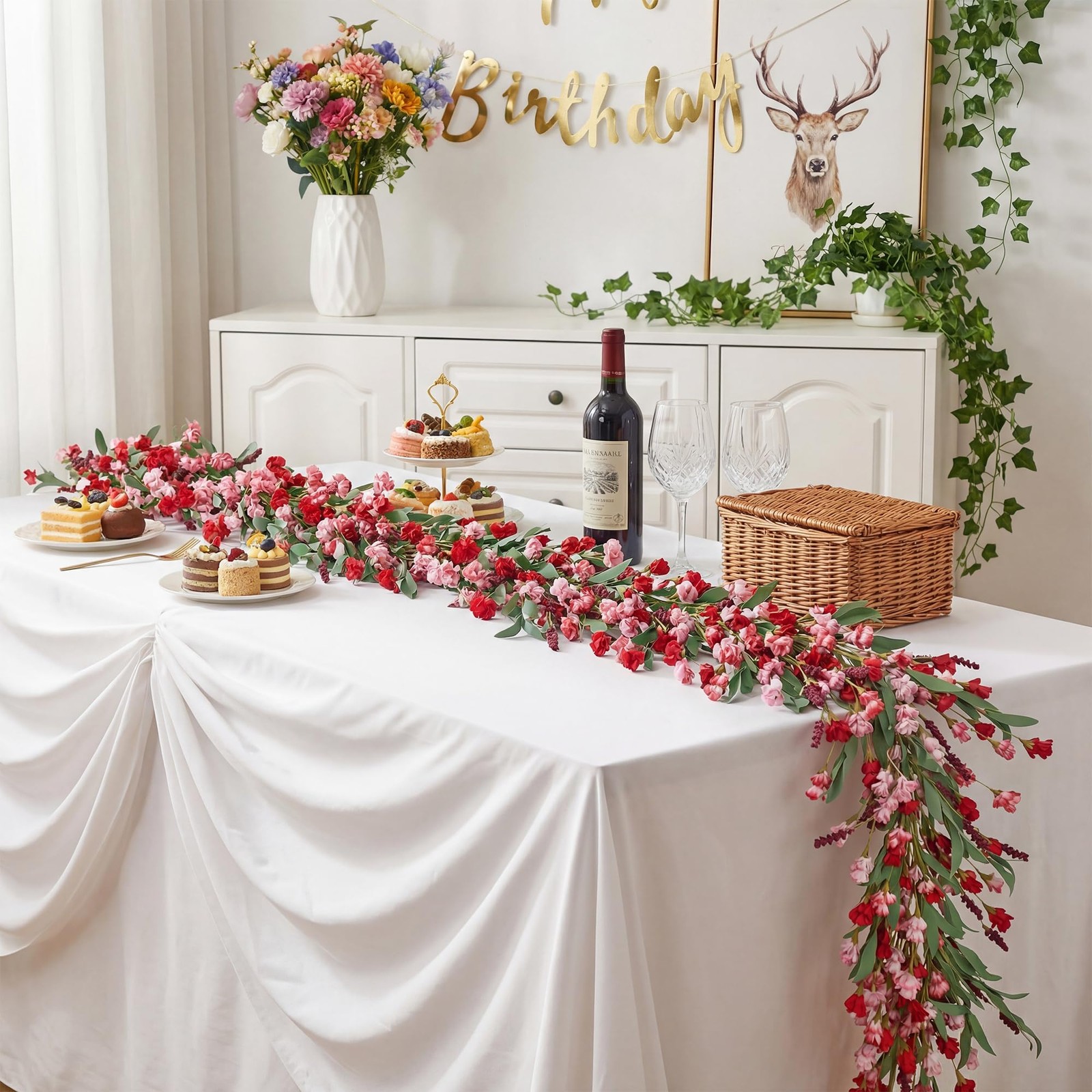 Flower Garland 6Ft Spring/Summer Garland Floral Garlands for Mantle All Year …