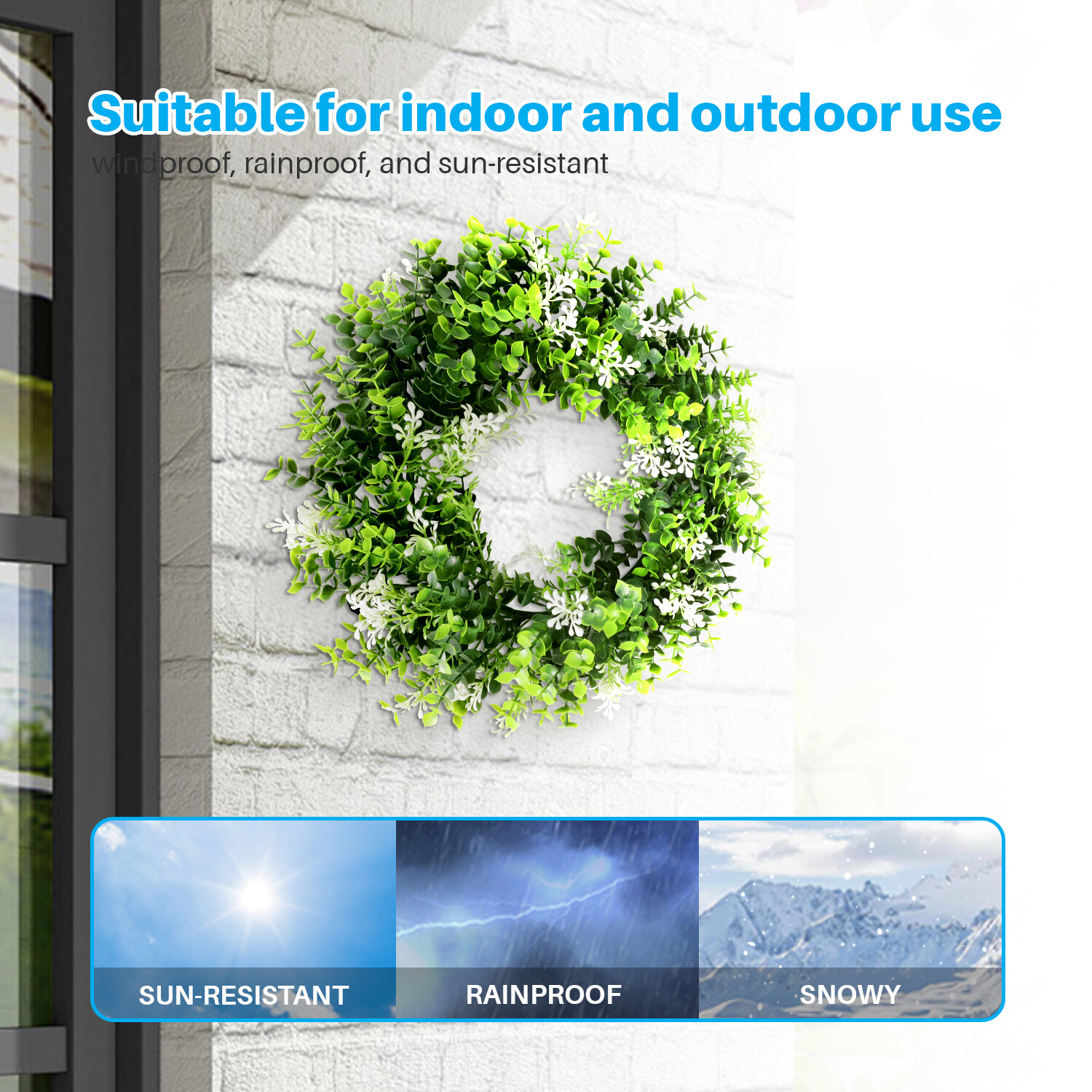 Patio Artificial Hanging Garland Faux Ivy Leaves Plants Vines, Green With White
