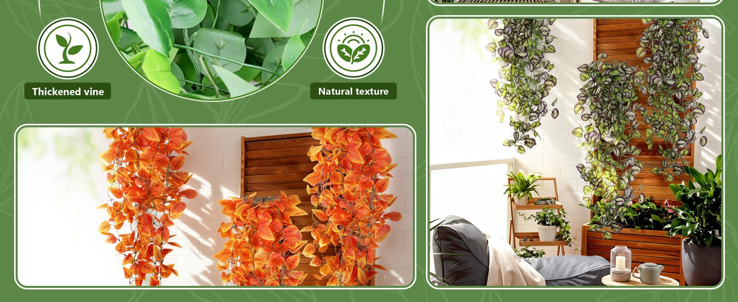 2-Pack Fake Hanging Plants, Faux Hanging Plant Artificial Greenery for Living