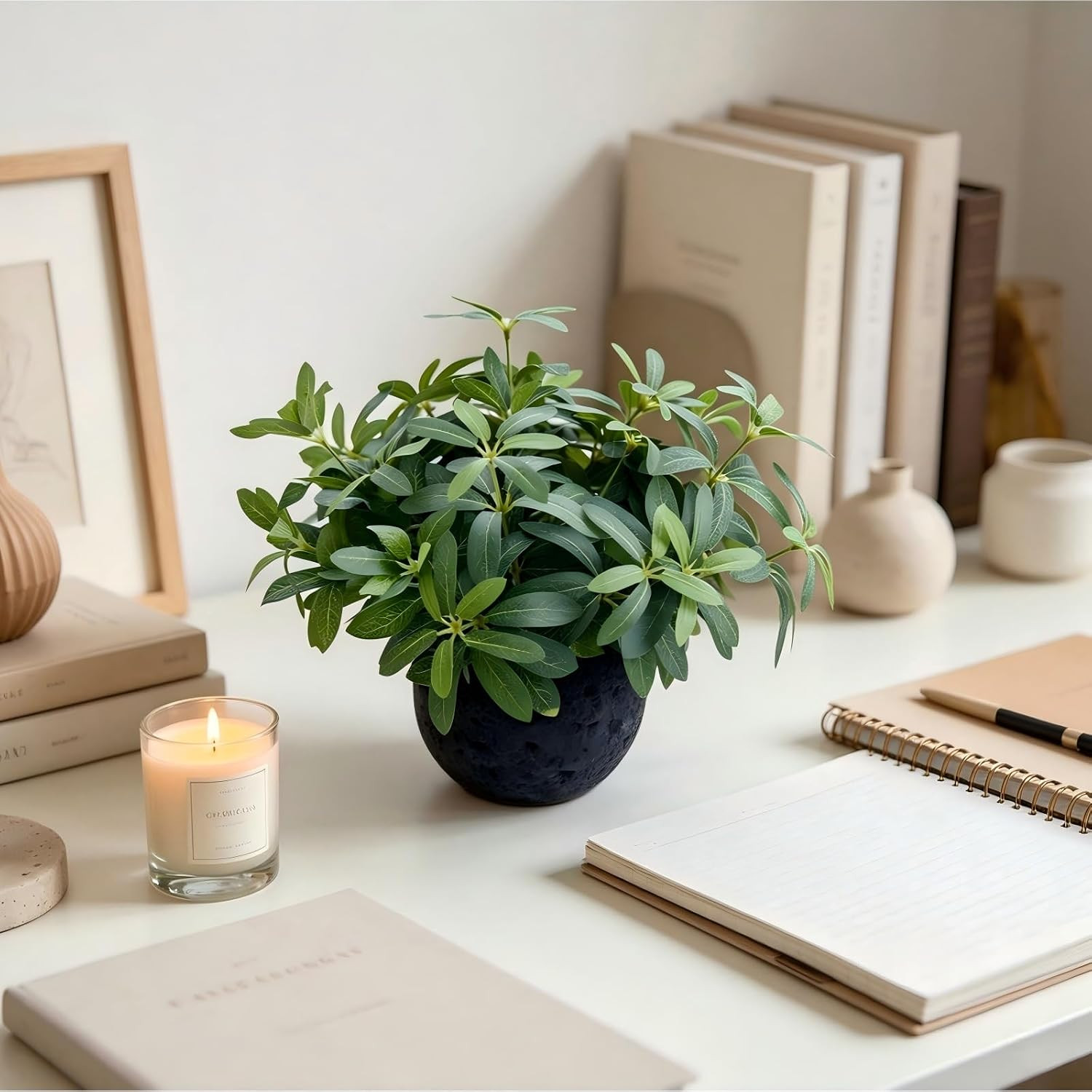 9.5″ Artificial Plants with Olive Leaves Real Looking Faux Plants Fake Greenery