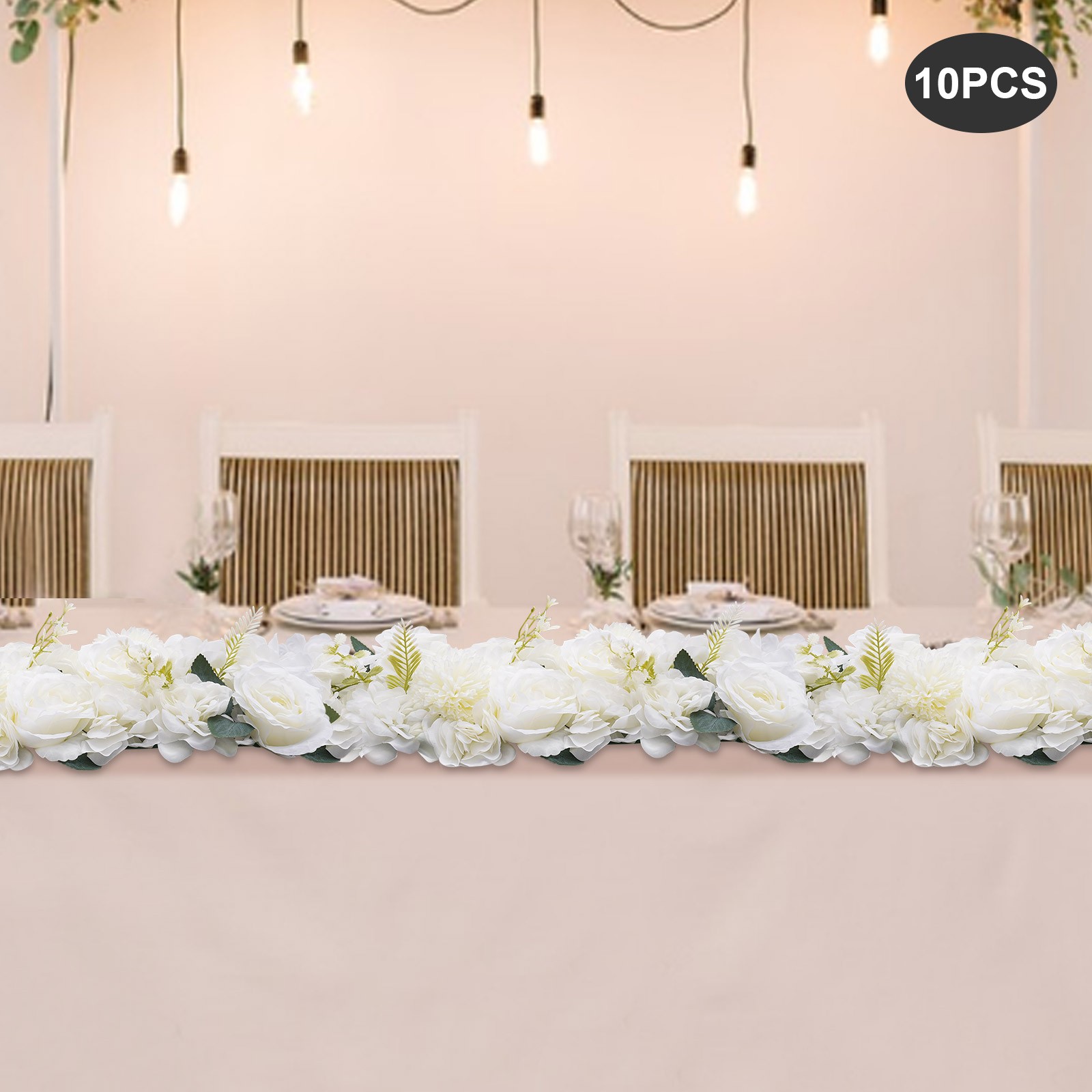 White Silk Wedding Centerpieces Set Of 10 U-Shaped Free-Standing 52 × 28 cm