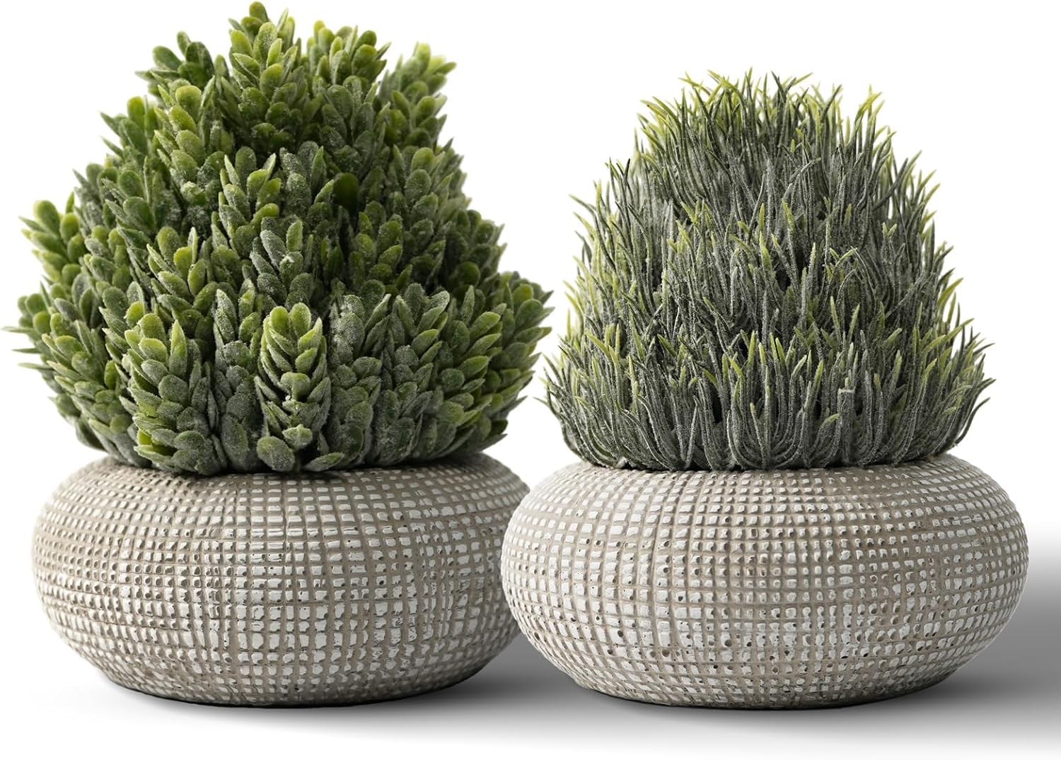 2 Pack Small Fake Plants in Cement Planter for Bathroom Decor, 6.1/5.7 Inch A…