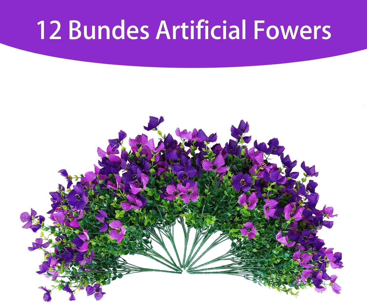 INXUGAO Artificial Faux Plants Flowers Outdoor Spring Summer Decoration, 12 B…