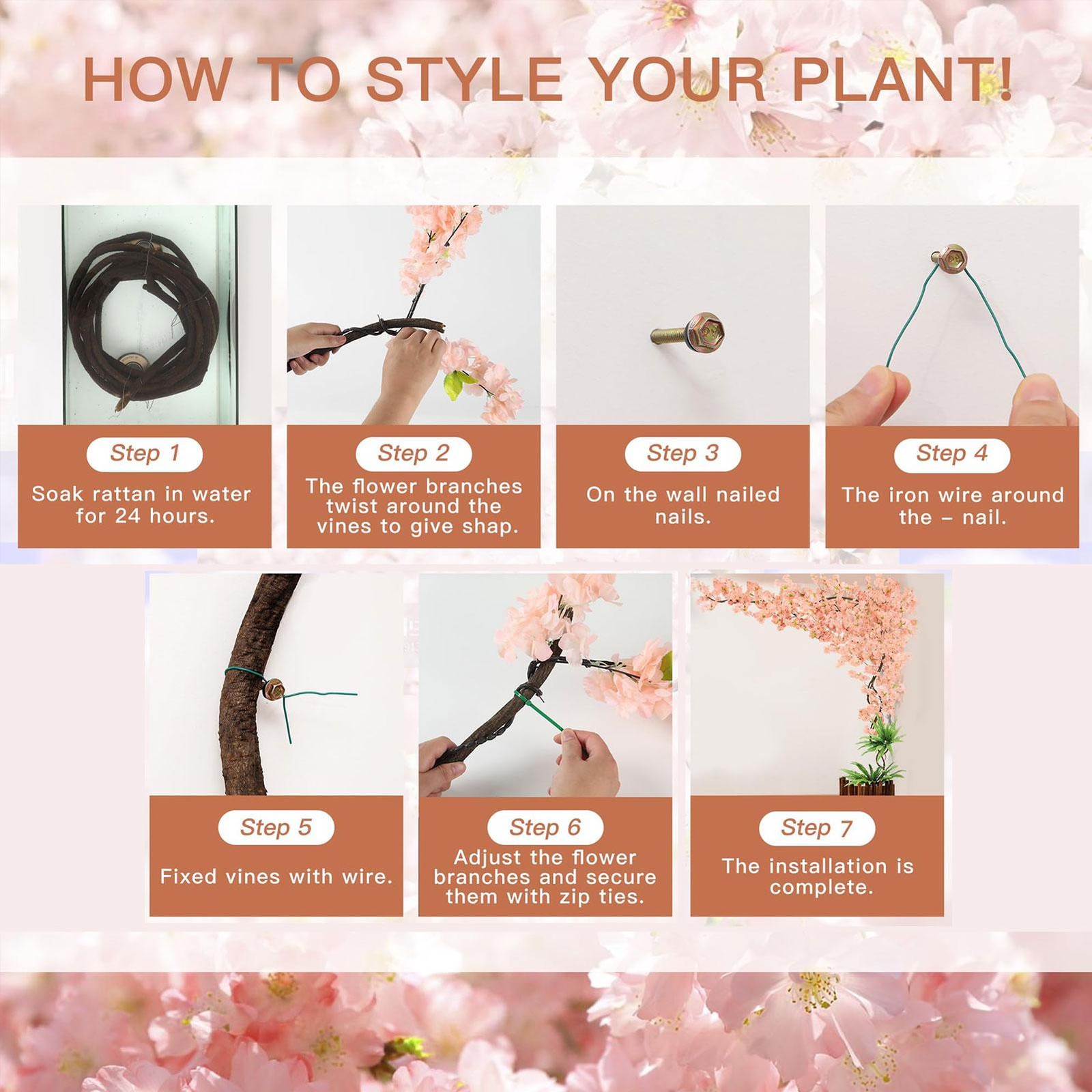 Artificial Cherry Blossoms Tree Fake Sakuras Tree For Bridal Bouquets Decor