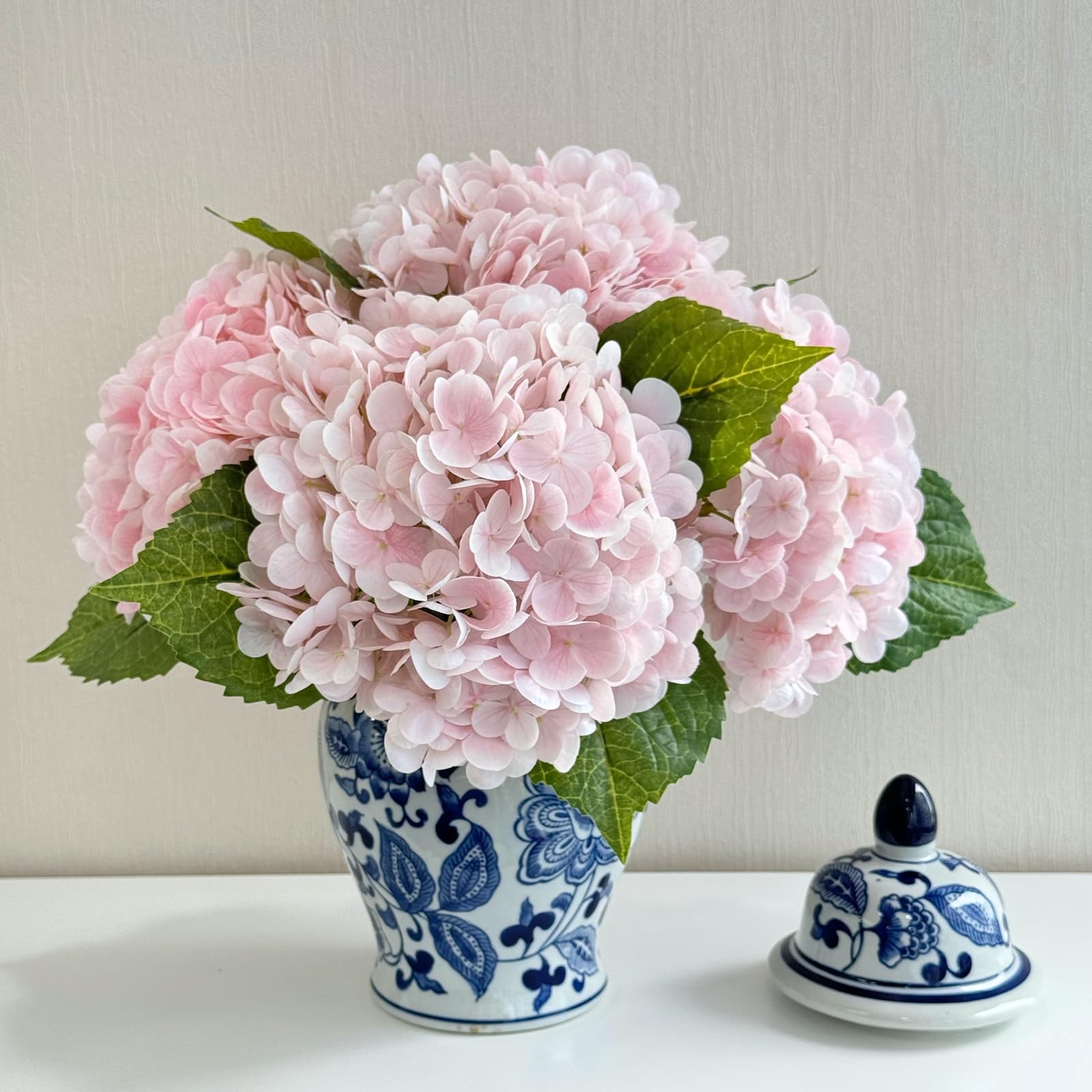 ZYTUYO Pink Hydrangea Artificial Flower 3 PCS 21in Real Touch Large Hand Feel…