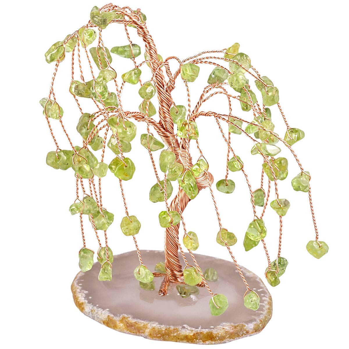 Healing Crystal Money Tree with Agate Slices Base Polishing Tumbled Gemstones…