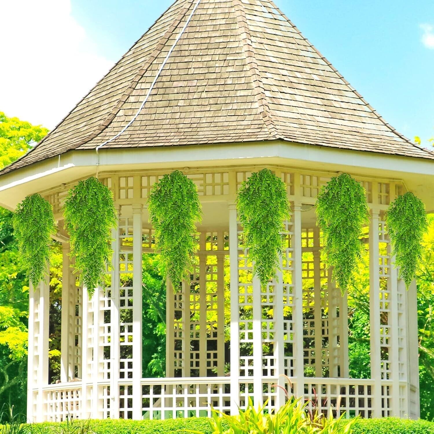 8Pcs Artificial Boston Fern Plant Fake Hanging Trailing Foliage Vine Home Decor