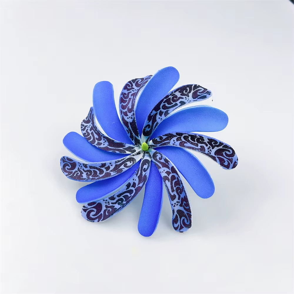 10pcs Tahitian Flowers With Green Core And Stem Hair Side Flower Hairstyle Pins