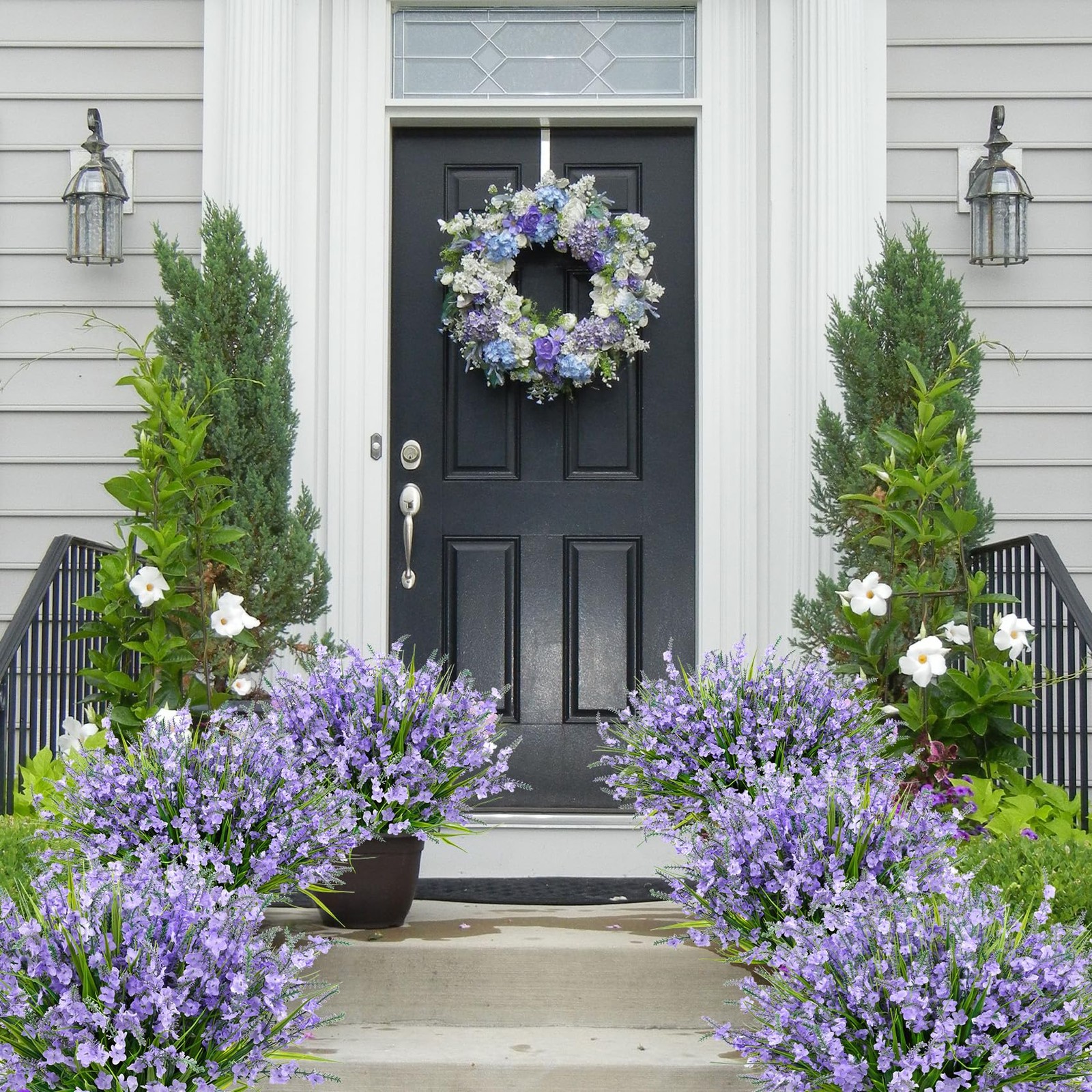Artificial Lavender Flowers 15.74″ UV Resistant 20 Bundles for Outdoor Garden