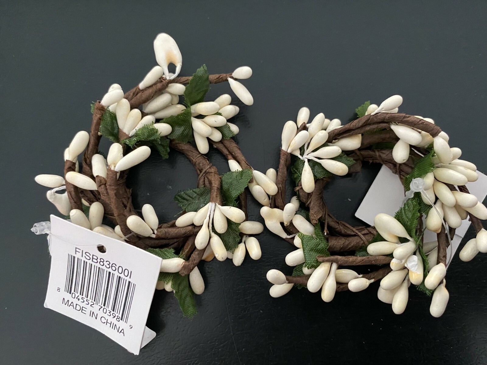 2 NEW CWI Ivory Pip Berry Candle rings -1″ opening