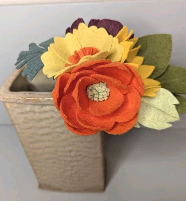 Beautiful Hand Cut Wool Blend Felt Flower Bouquet Gift Wrapped/Great Gift Idea!