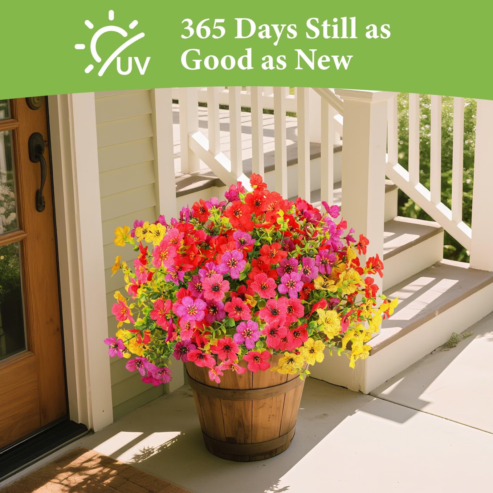 SAEUYVB 32 Bundles Artificial Flowers for Outdoors,All Weather Fake Flowers