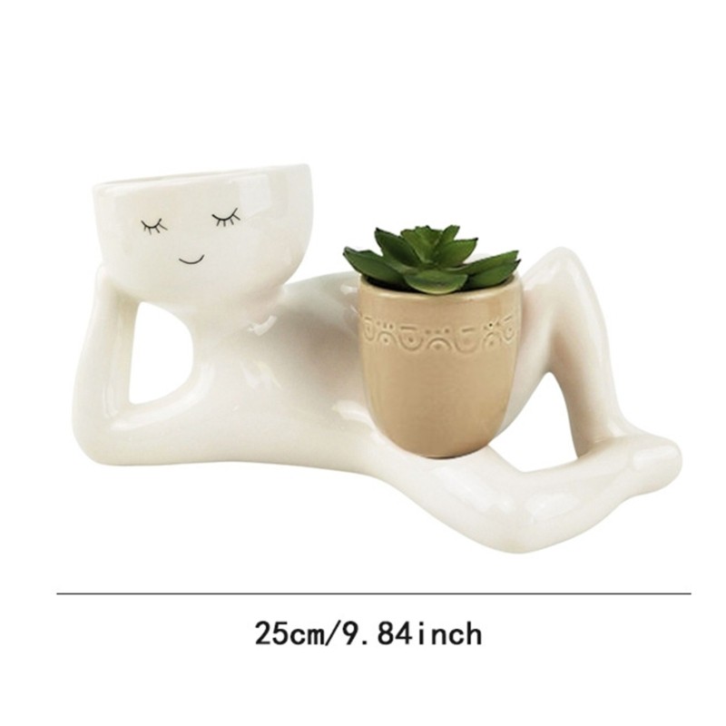Fake Succulents Plant Artificial Human Shaped Resin Pots Cute Desk Decors Desk