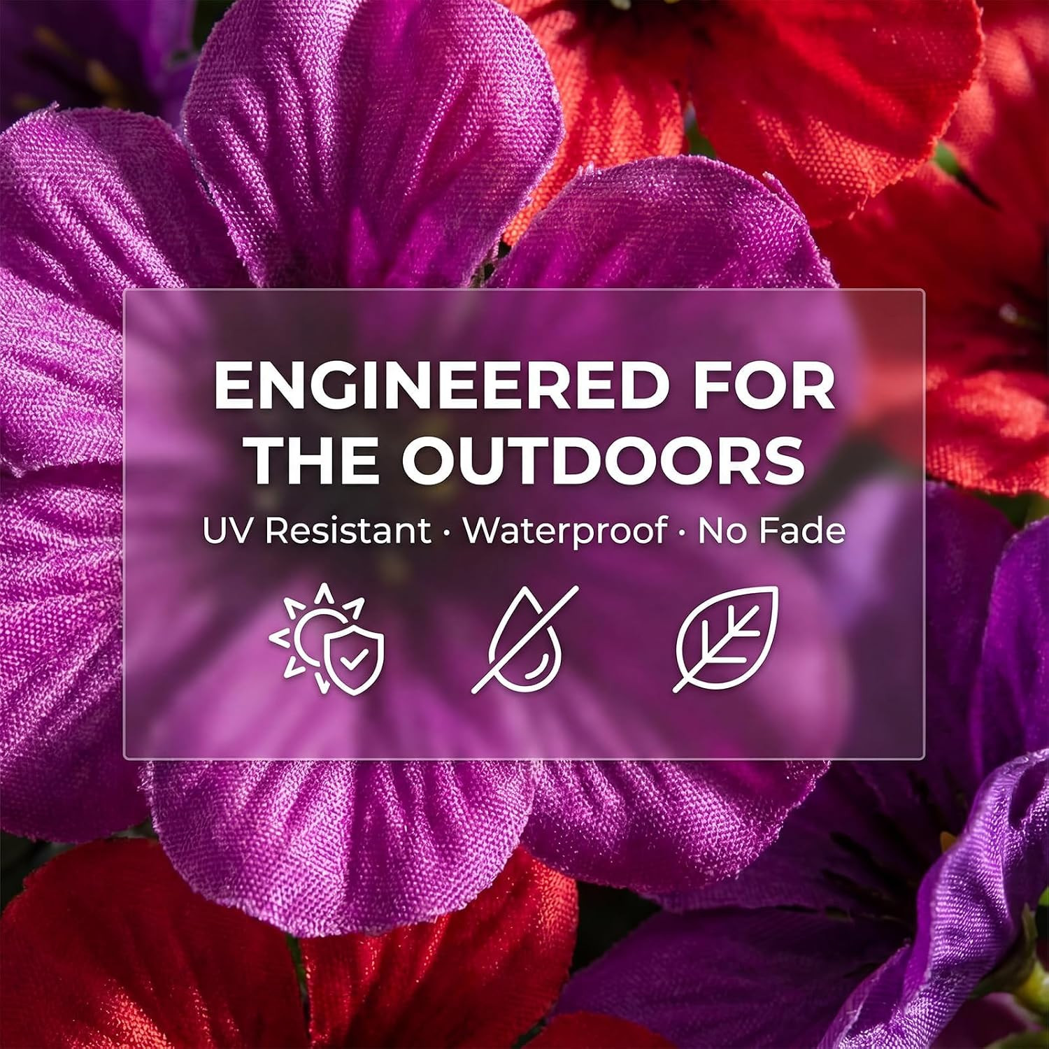 24″ UV Resistant Colorful Faux Flowers for All-Weather Garden Decor