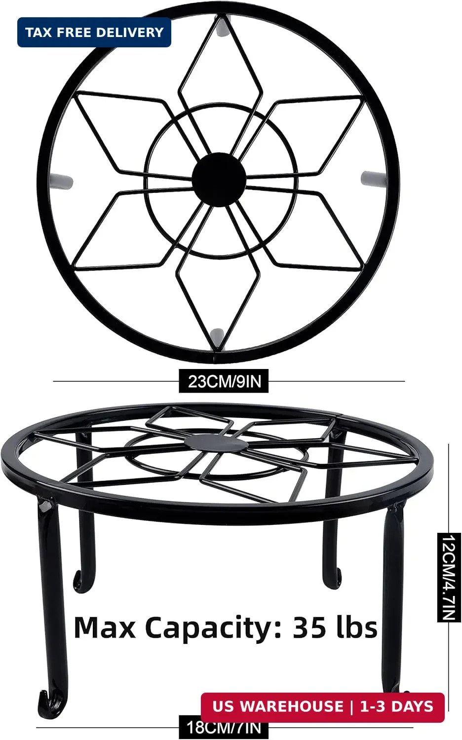 yosager 3 Pack Metal Plant Stands for Flower Pot, Heavy Duty Black Iron Potted S
