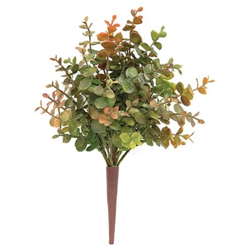NEW PRIMITIVE Farmhouse BUSH Floral EUCALYPTUS 13″ H Fall OLIVE Green Cottage