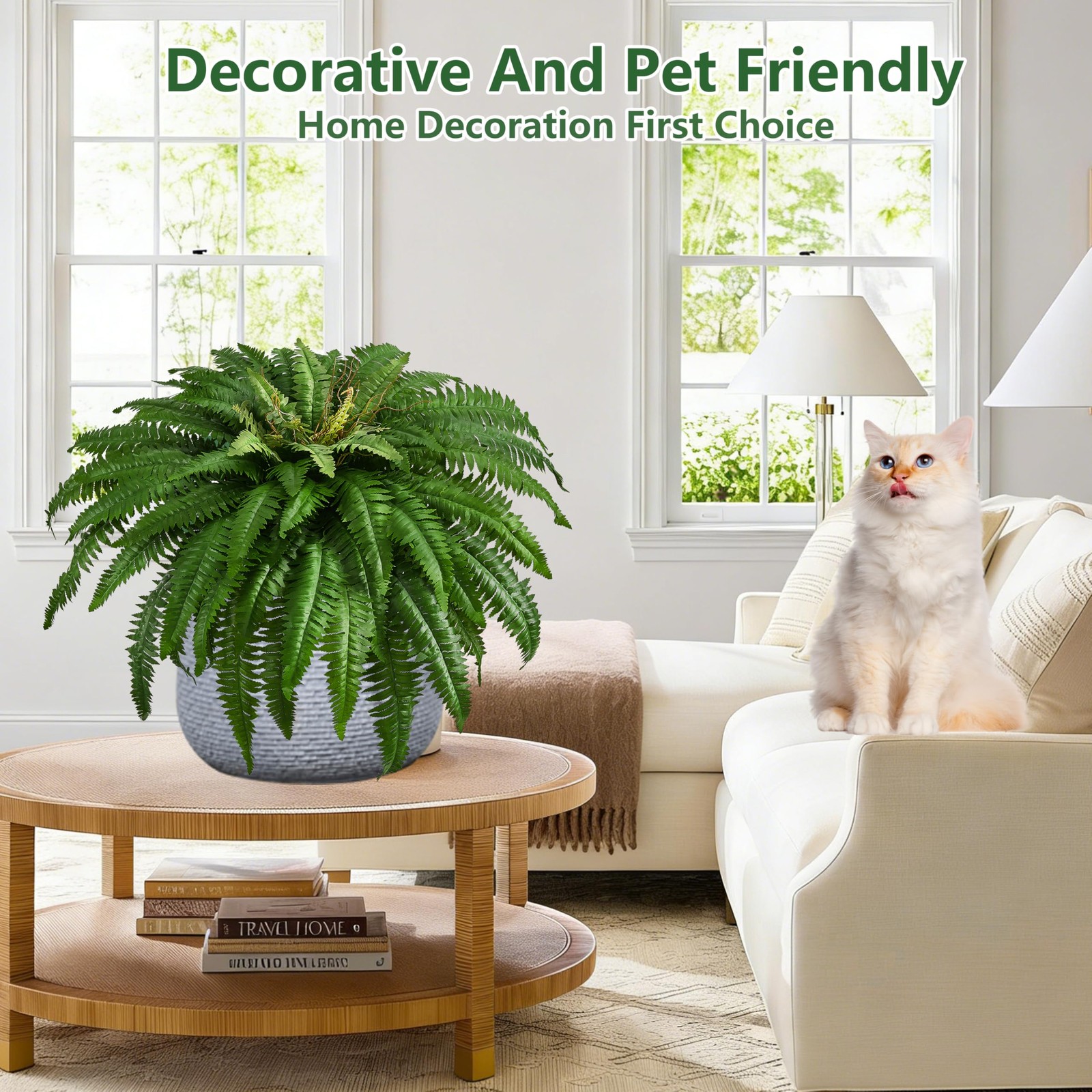 48 Inch Artificial Fern Bush Set 2 Large Fake Plants 67 Branches Indoor Outdoor