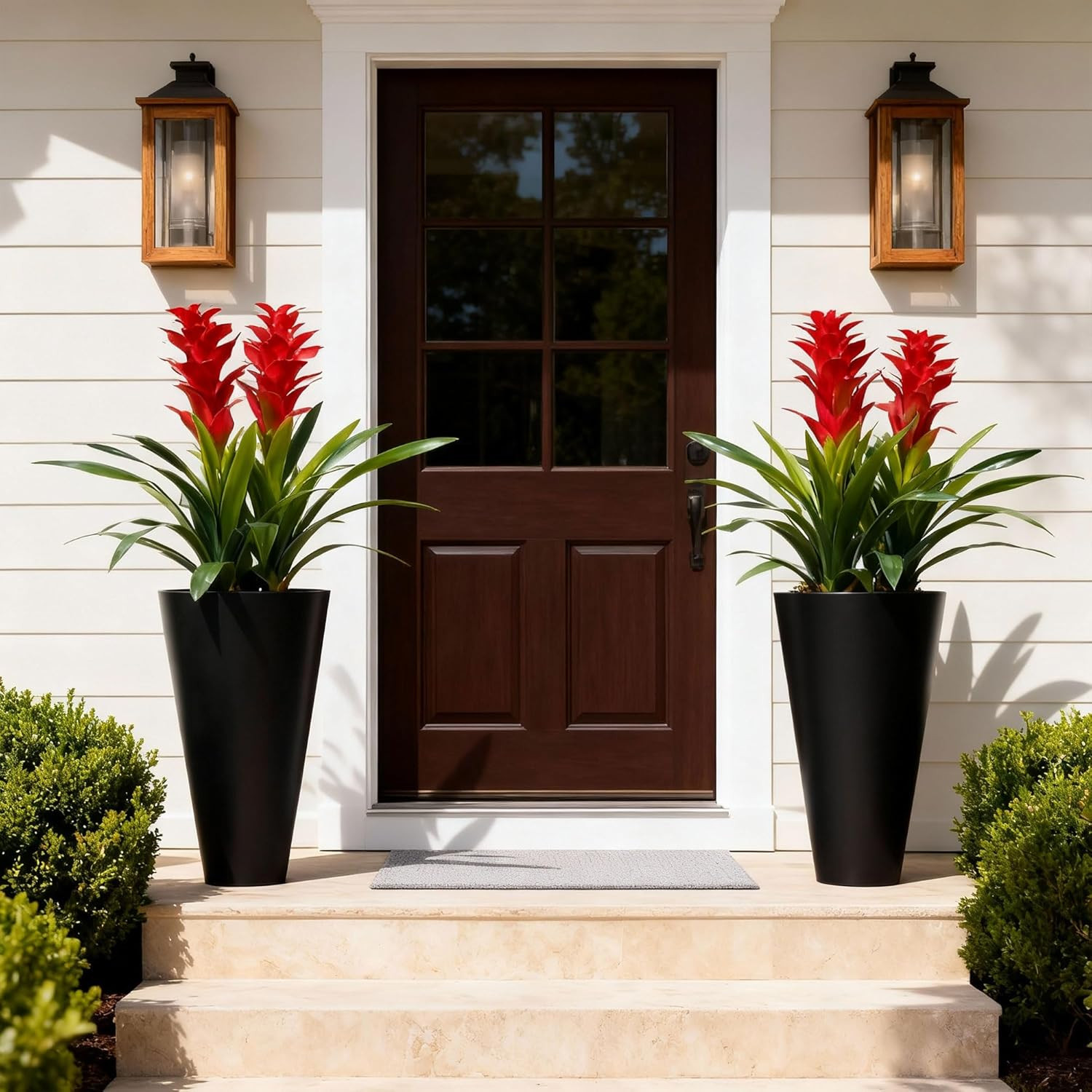 Fake Flowers Plants for Outdoors, 2 Pcs 16.93″ Bromeliad Artificial Flowers Uv R