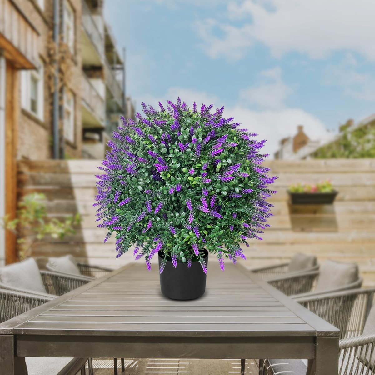 Tall Artificial Lavender/Rose Topiary Tree Set of 2 Pack Potted Bushes UV Res…