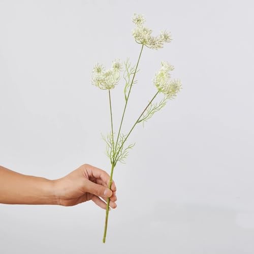 4pcs Artificial Queen Anne’s Lace Flowers 20″ White Fake Carrot Flower Faux
