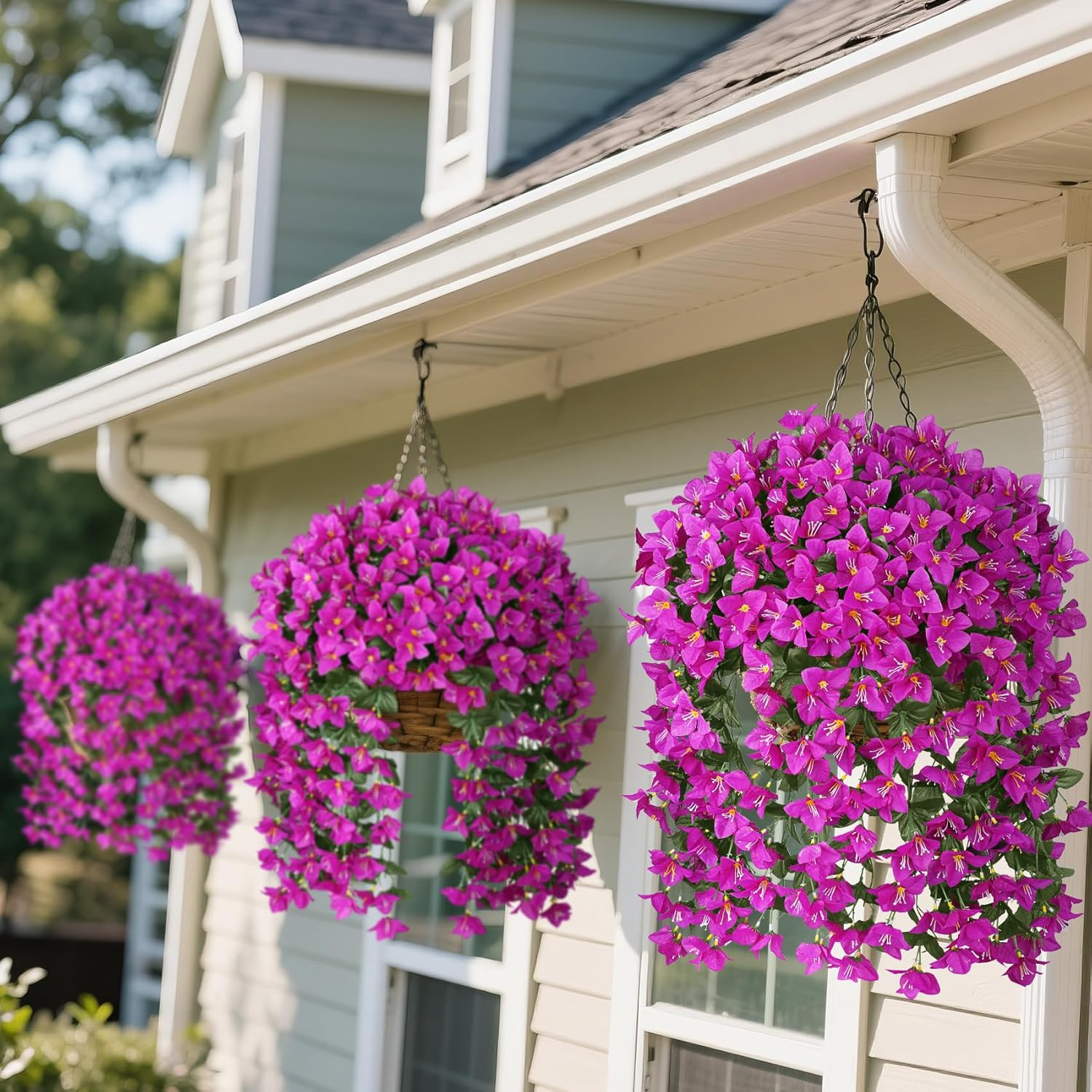 Artificial Bougainvillea Flowers Plants for Outdoors Decoration, 2 Pcs Fuchsia