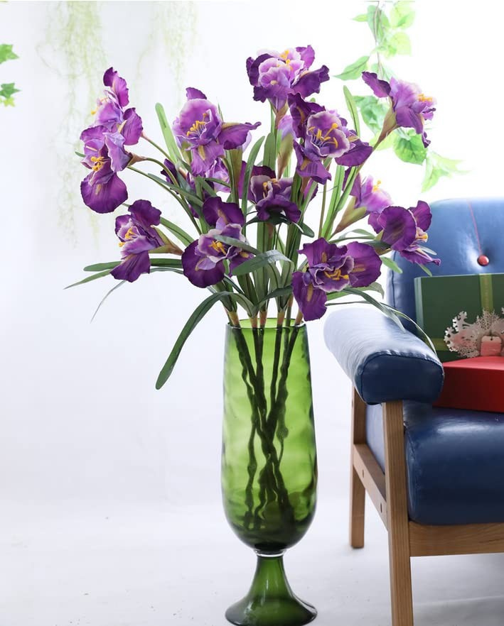 3pcs Artificial Iris Flower Purple Silk Flower 9 Heads, 36 Inch Artificial Fl…