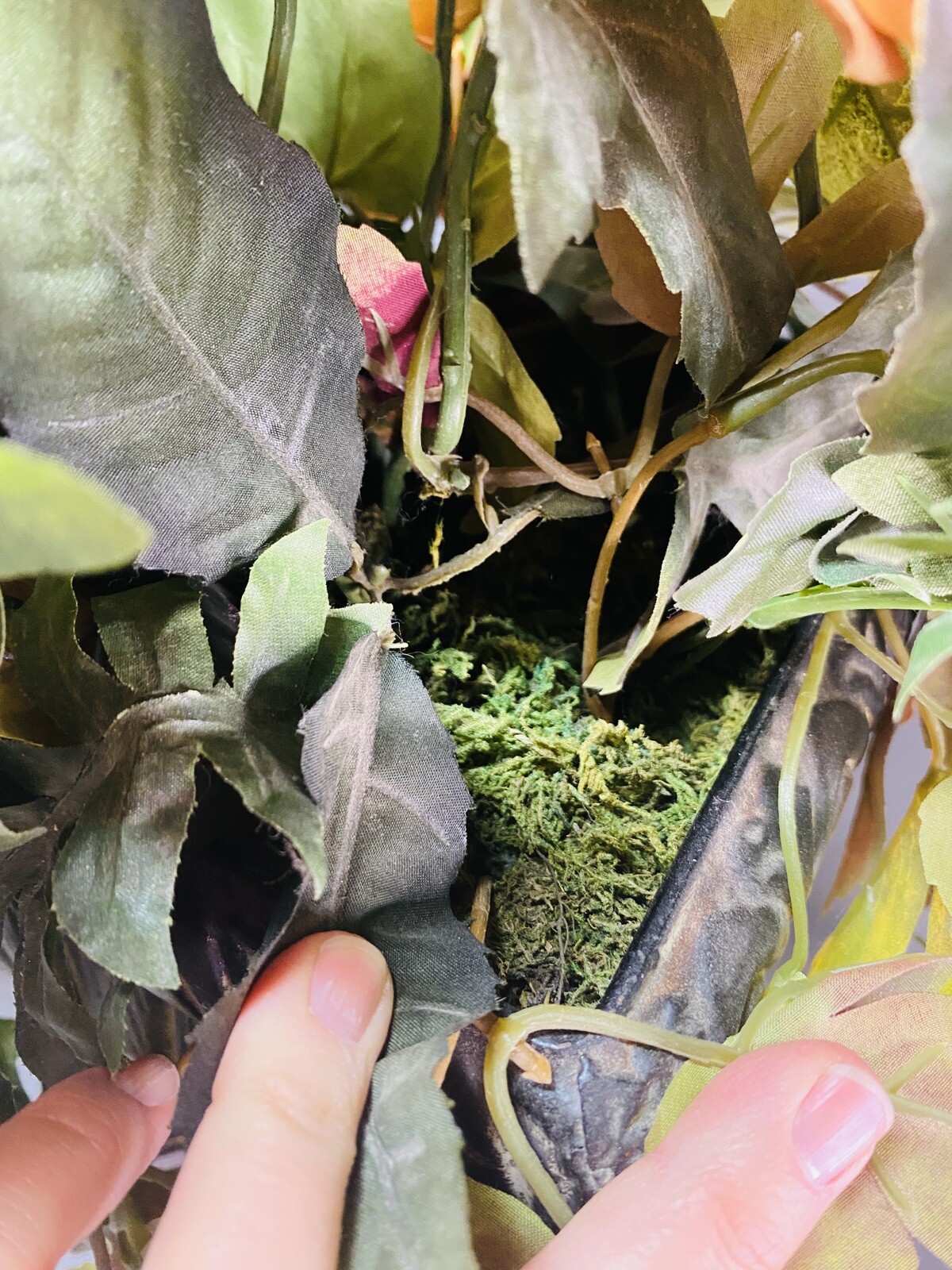 Autumn Silk Flower Foliage Arrangement Décor in Metal Planter 20″ Tall Fall Hues
