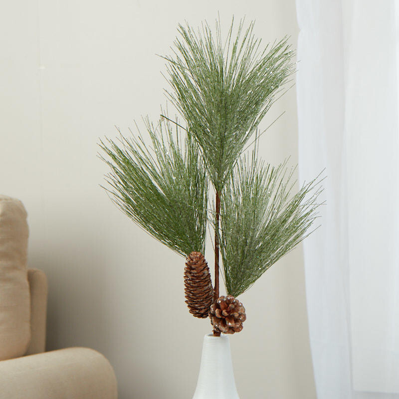 Set of 2 Frosted Artificial 27″ Pine Sprays with Pinecones