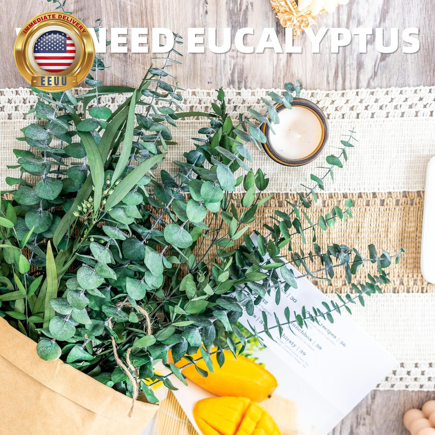 3Kinds Natural Eucalyptus Stems 12PCS – 17Inch Eucalyptus Set for Shower Bundle