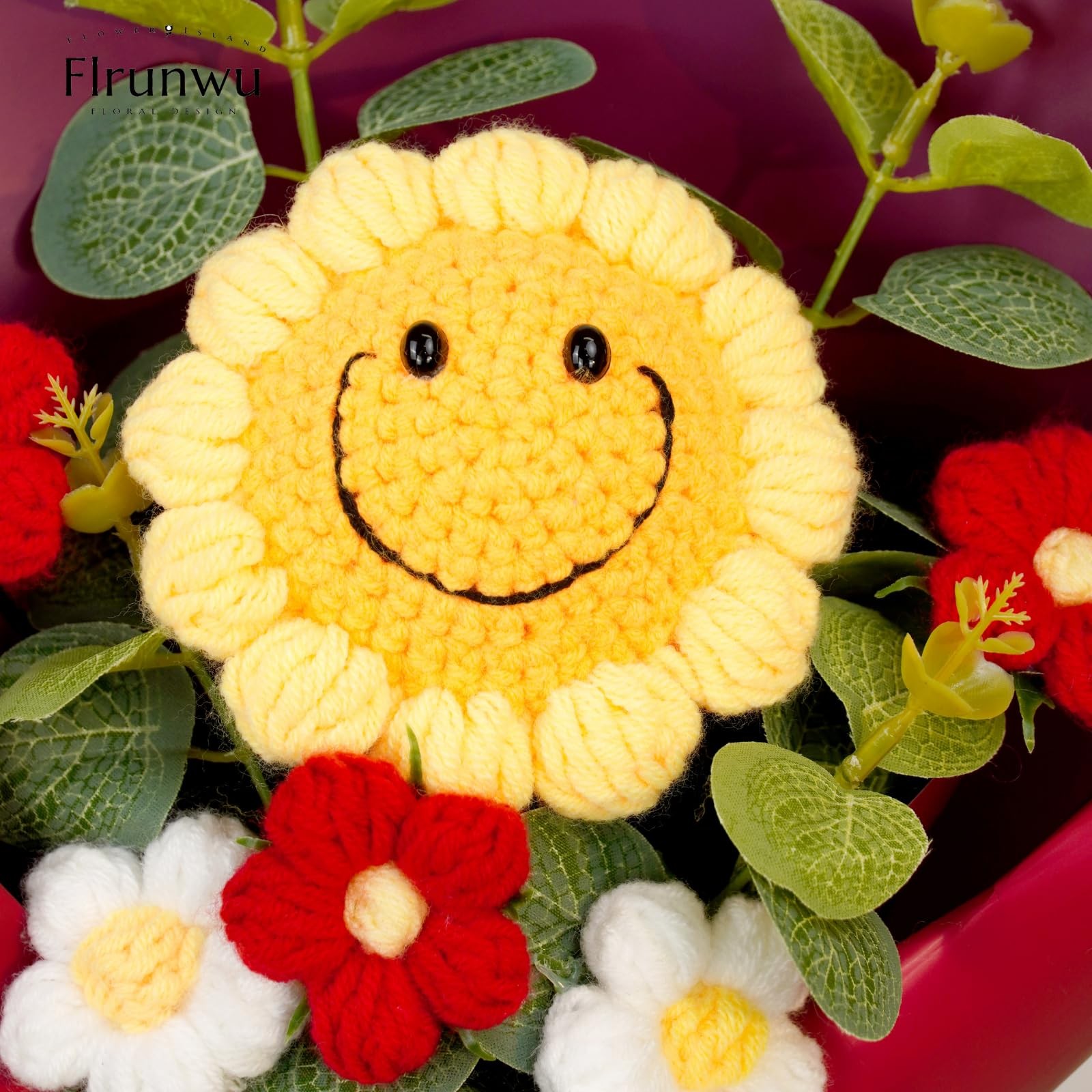 Flrunwu Artificial Sunflowers Bouquet Hand-Woven Rose Artificial Flower(Pack of