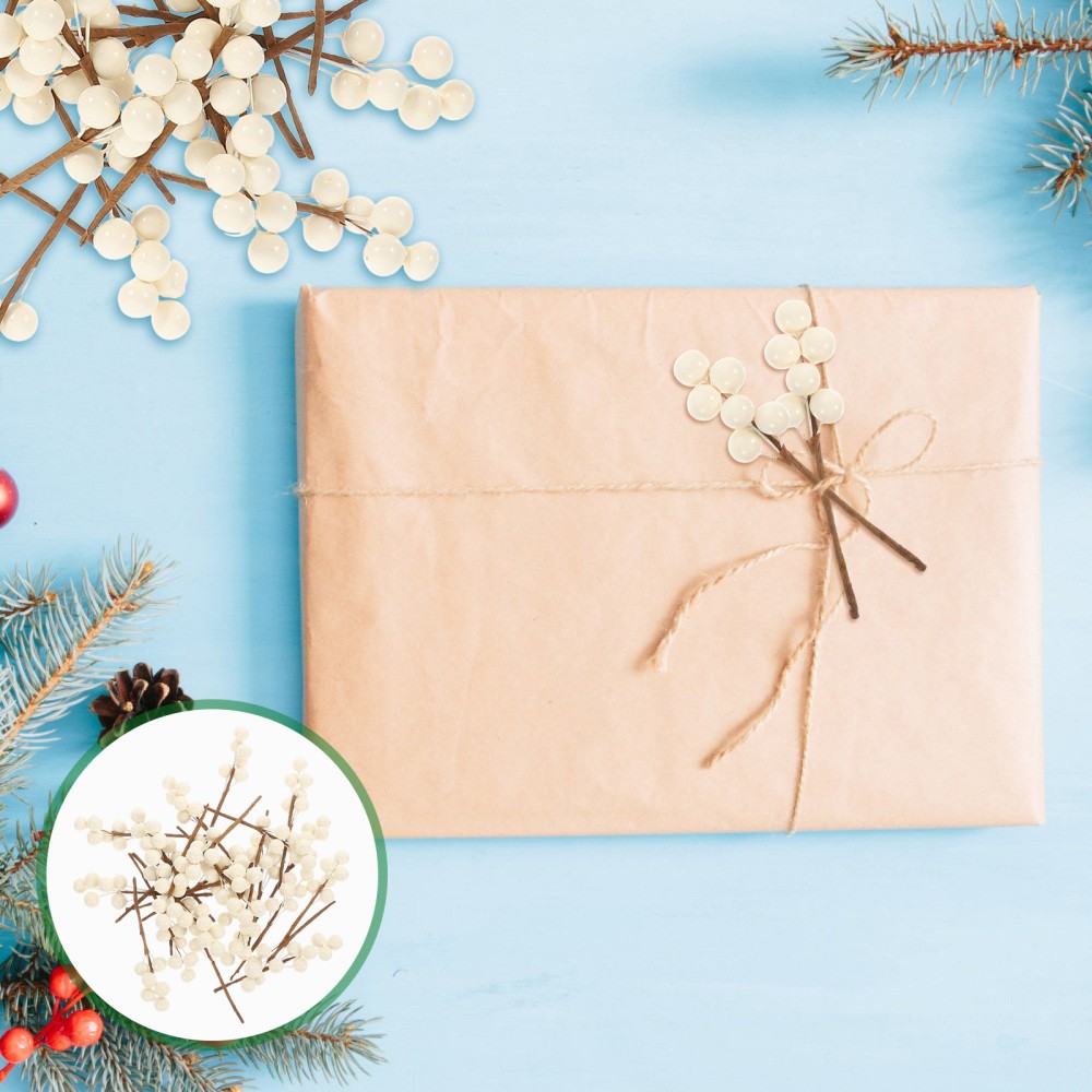 30Pcs Reusable White Berry Picks for Christmas Tree Wedding Home Decor