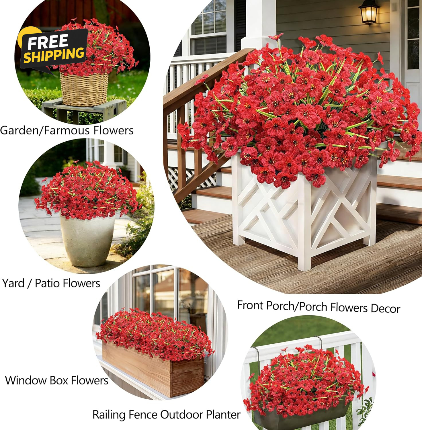 20 Bundles Artificial Flowers for Outdoors, UV Resistant Fake Flowers